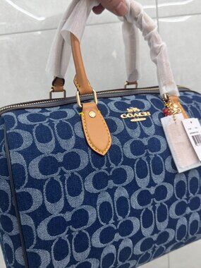 Coach Rowan Satchel Bag In Signature Denim Canvas NWT CY699
